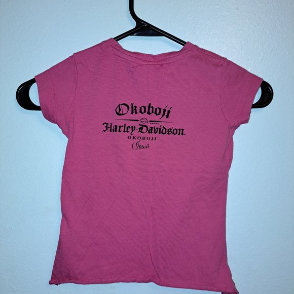 Harley Davidson Motorcycles Girls Pink Wild Child Okoboji Iowa Short Sleeve Tee - Picture 4 of 6